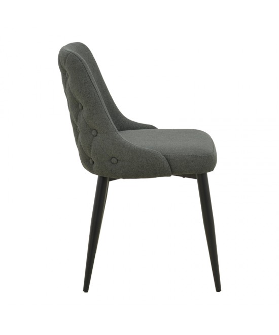 Καρέκλα Zedna pakoworld ανθρακί ύφασμα με μαύρα μεταλλικά πόδια 51x58x84εκ