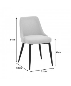 Καρέκλα Zedna pakoworld ανθρακί ύφασμα με μαύρα μεταλλικά πόδια 51x58x84εκ