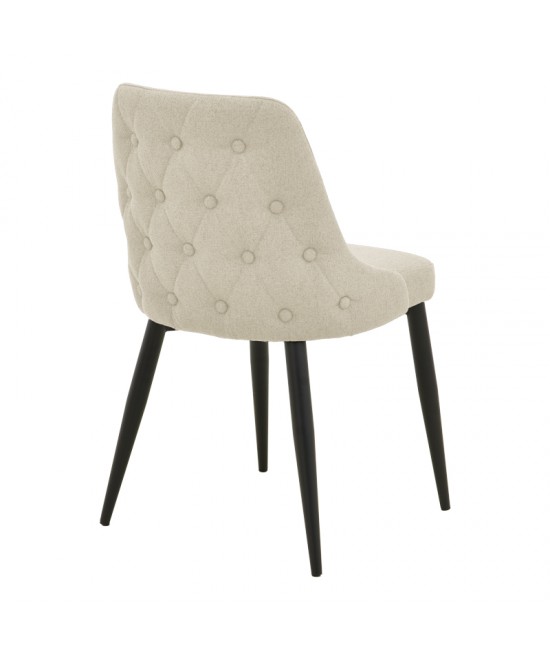 Καρέκλα Zedna pakoworld μπεζ ύφασμα με μαύρα μεταλλικά πόδια 51x58x84εκ