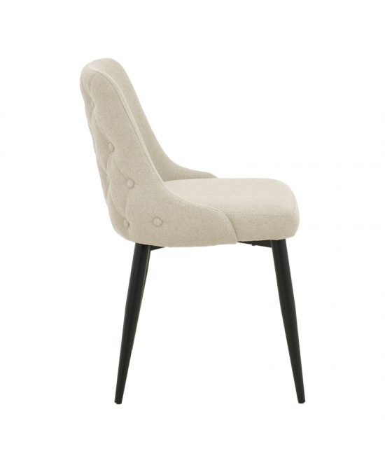 Καρέκλα Zedna pakoworld μπεζ ύφασμα με μαύρα μεταλλικά πόδια 51x58x84εκ