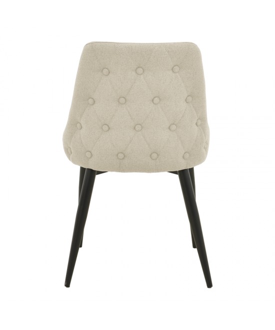Καρέκλα Zedna pakoworld μπεζ ύφασμα με μαύρα μεταλλικά πόδια 51x58x84εκ