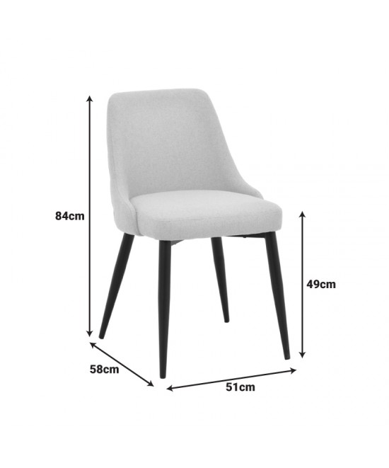Καρέκλα Zedna pakoworld μπεζ ύφασμα με μαύρα μεταλλικά πόδια 51x58x84εκ