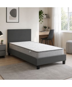 Κρεβάτι με στρώμα Nevil-Perfecto pakoworld ύφασμα ανθρακί-μαύρο πόδι 90x190εκ