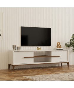 Έπιπλο τηλεόρασης Eslem pakoworld λευκό με καρυδί 160x34,6x48,1εκ