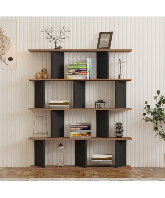 Βιβλιοθήκη Ratu pakoworld ανθρακί με oak 120x24,6x141εκ