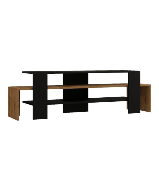 Έπιπλο τηλεόρασης Lenour pakoworld sonoma με μαύρο 150x35x45εκ