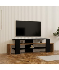 Έπιπλο τηλεόρασης Lenour pakoworld sonoma με μαύρο 150x35x45εκ