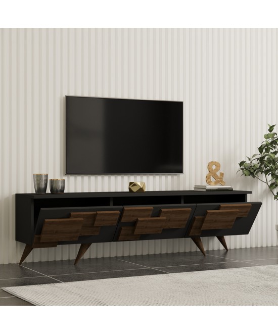 Έπιπλο τηλεόρασης Trida pakoworld καρυδί με ανθρακί 160x35x45εκ