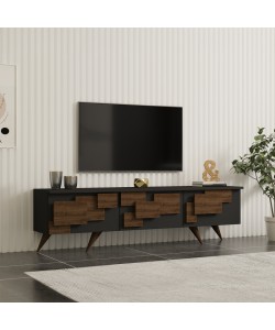 Έπιπλο τηλεόρασης Trida pakoworld καρυδί με ανθρακί 160x35x45εκ