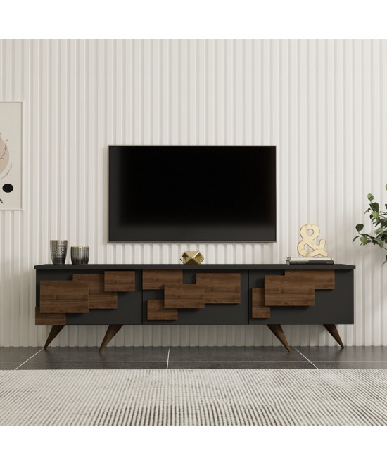 Έπιπλο τηλεόρασης Trida pakoworld καρυδί με ανθρακί 160x35x45εκ