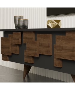 Έπιπλο τηλεόρασης Trida pakoworld καρυδί με ανθρακί 160x35x45εκ