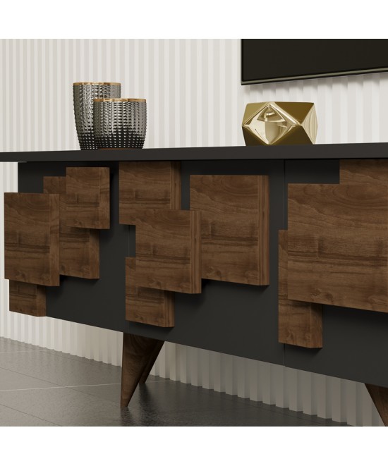 Έπιπλο τηλεόρασης Trida pakoworld καρυδί με ανθρακί 160x35x45εκ