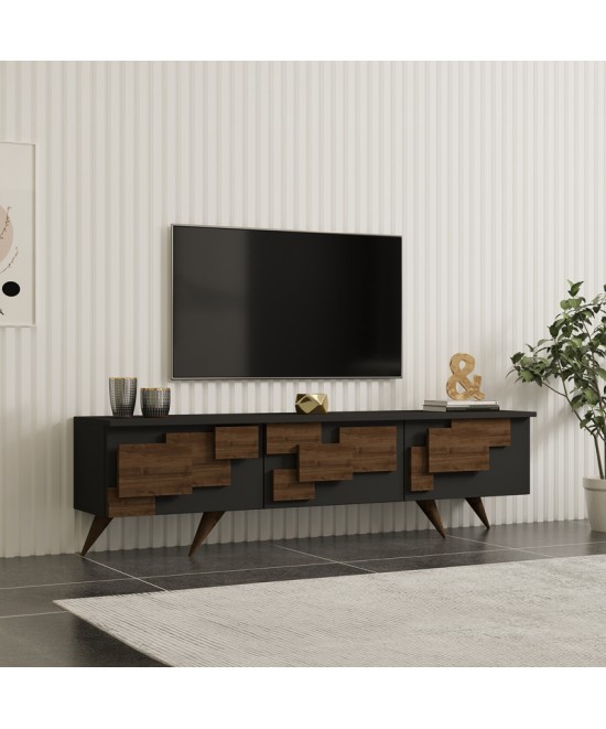 Έπιπλο τηλεόρασης Trida pakoworld καρυδί με ανθρακί 160x35x45εκ