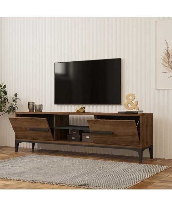 Έπιπλο τηλεόρασης Eslem pakoworld καρυδί με ανθρακί 160x34,6x48,1εκ