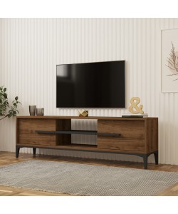 Έπιπλο τηλεόρασης Eslem pakoworld καρυδί με ανθρακί 160x34,6x48,1εκ