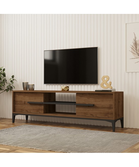 Έπιπλο τηλεόρασης Eslem pakoworld καρυδί με ανθρακί 160x34,6x48,1εκ