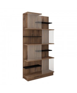 Βιβλιοθήκη Gassim pakoworld sonoma με ανθρακί και λευκό 80x24.6x160εκ
