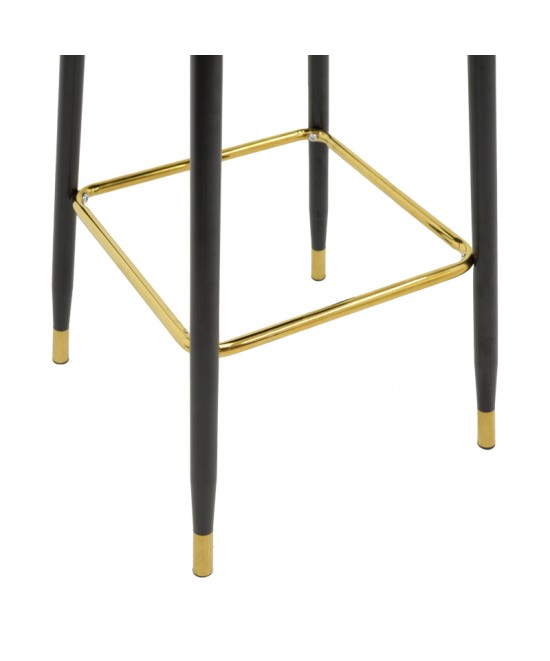 Σκαμπό μπαρ μεσαου ύψους Casenio pakoworld βελούδο σάπιο μήλο-πόδι μαύρο με χρυσό μέταλλο 48x50x107εκ