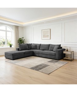 Πολυμορφικός καναπές Navaro pakoworld ύφασμα ανθρακί 281x256x85εκ