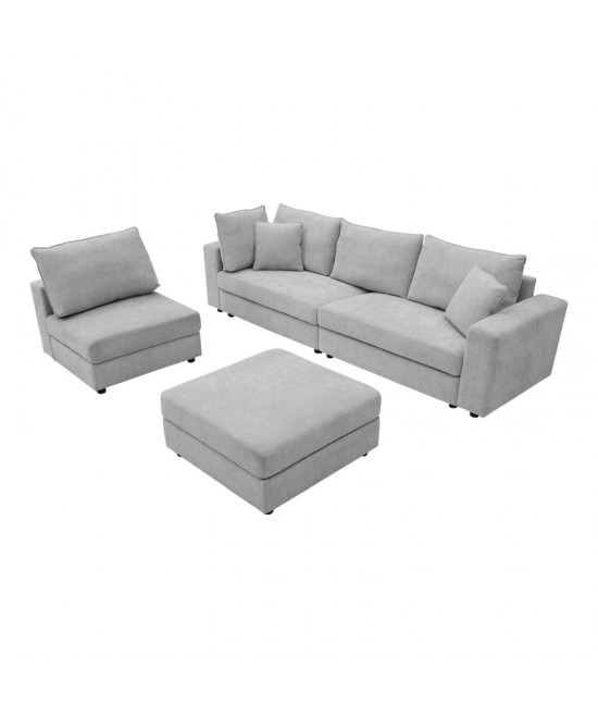 Πολυμορφικός καναπές Navaro pakoworld ύφασμα γκρι 281x256x85εκ