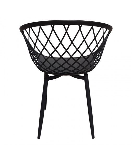 Πολυθρόνα Ezra pakoworld μαύρο pp-πόδι μαύρο μέταλλο 62.5x56x82εκ
