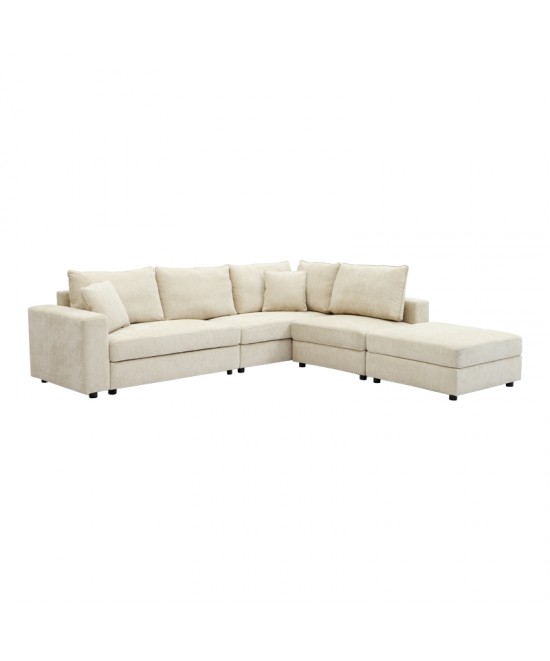 Πολυμορφικός καναπές Navaro pakoworld ύφασμα μπεζ 281x256x85εκ