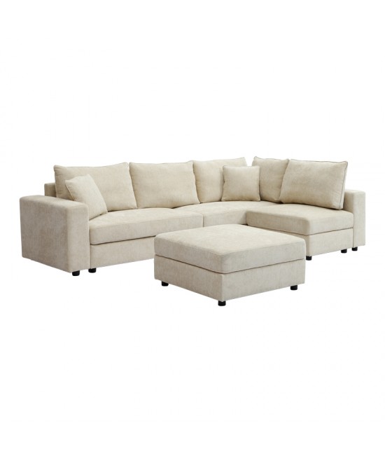 Πολυμορφικός καναπές Navaro pakoworld ύφασμα μπεζ 281x256x85εκ