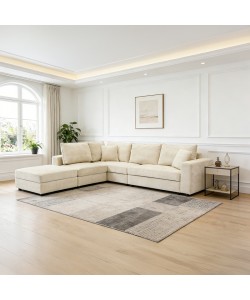 Πολυμορφικός καναπές Navaro pakoworld ύφασμα μπεζ 281x256x85εκ
