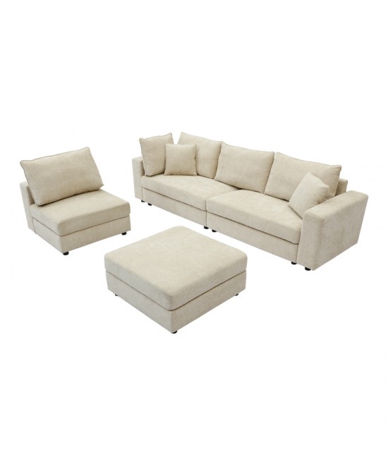 Πολυμορφικός καναπές Navaro pakoworld ύφασμα μπεζ 281x256x85εκ