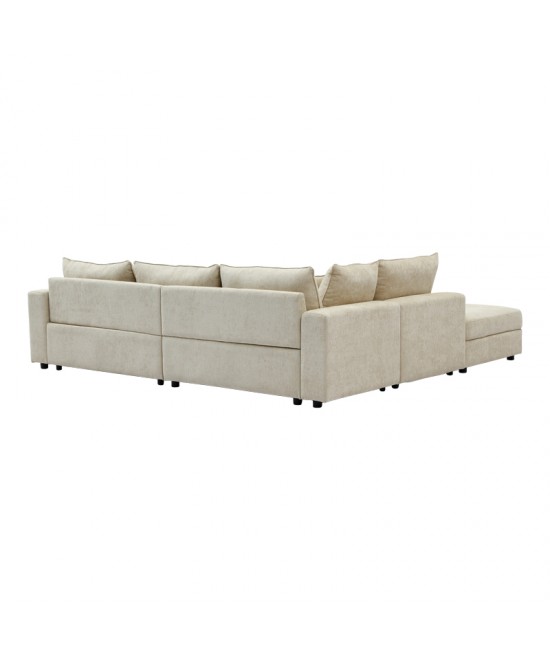 Πολυμορφικός καναπές Navaro pakoworld ύφασμα μπεζ 281x256x85εκ