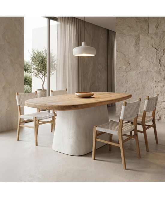 Τραπέζι Fessen pakoworld ξύλο ελάτου-mdf oak-λευκό 180x90x78εκ