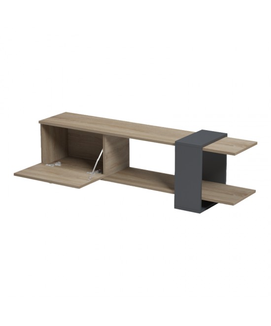 Έπιπλο τηλεόρασης Standi pakoworld σε sonoma-ανθρακί 120x25x36.8εκ