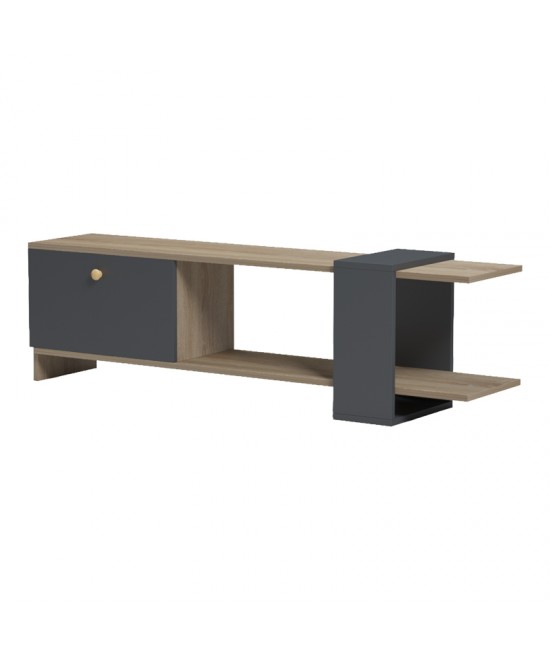 Έπιπλο τηλεόρασης Standi pakoworld σε sonoma-ανθρακί 120x25x36.8εκ