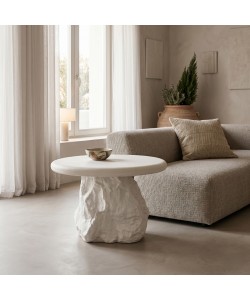 Βοηθητικό τραπέζι Zinol pakoworld mdf-polyresin λευκό Φ58x41εκ