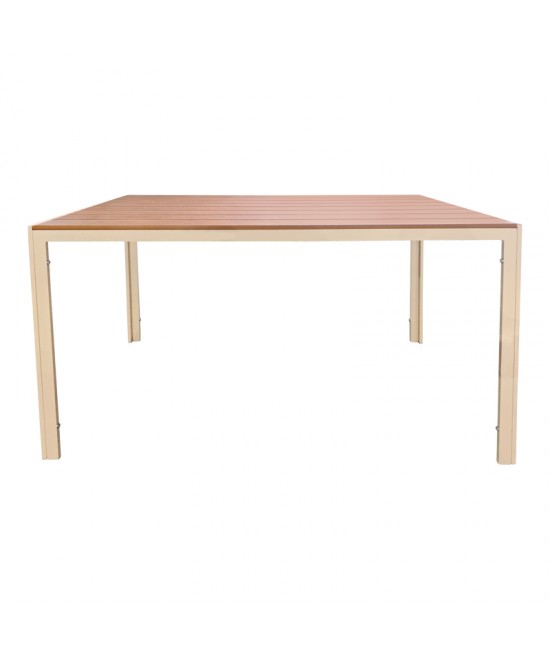 Τραπέζι Nares pakoworld αλουμίνιο cappuccino-plywood σε φυσική απόχρωση 140x80x72.5εκ