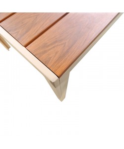Τραπέζι Nares pakoworld αλουμίνιο cappuccino-plywood σε φυσική απόχρωση 140x80x72.5εκ