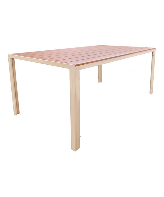 Τραπέζι Nares pakoworld αλουμίνιο cappuccino-plywood σε φυσική απόχρωση 140x80x72.5εκ