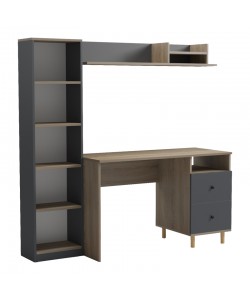 Σύνθεση γραφείου Kontor pakoworld sonoma-ανθρακί 120x50x160εκ
