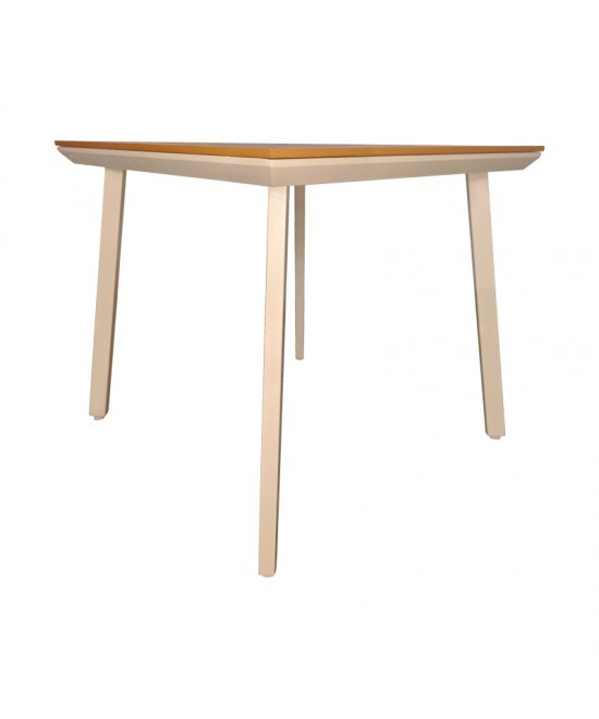 Τραπέζι Synergy pakoworld αλουμίνιο cappuccino-plywood σε φυσική απόχρωση 80x80x74εκ