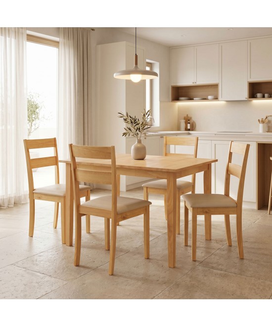Τραπεζαρία Dallan Country pakoworld 5τεμ σε φυσική απόχρωση rubberwood 120-150x80x74εκ Τραπεζαρία Dallan Country pakoworld 5τεμ σε φυσική απόχρωση rubberwood 120-150x80x74εκ