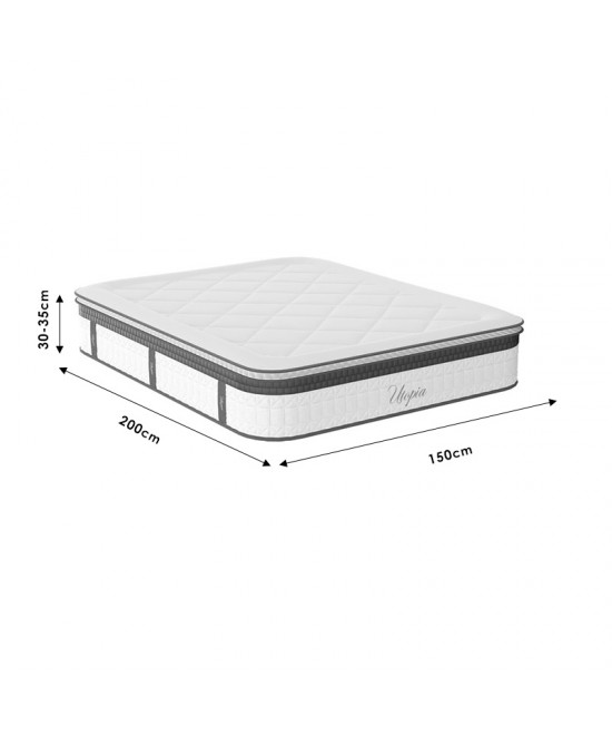 Κρεβάτι με στρώμα Nevil-Utopia pakoworld pu λευκό 150x200εκ
