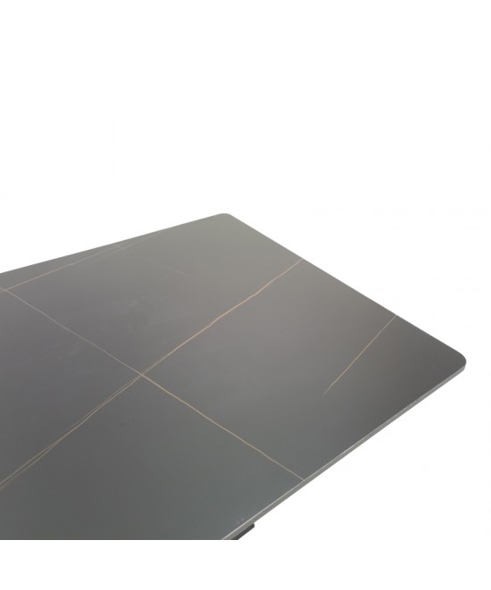 Τραπέζι Bethan pakoworld sintered stone-μέταλλο μαύρο μαρμάρου-μαύρο 160x80x75εκ