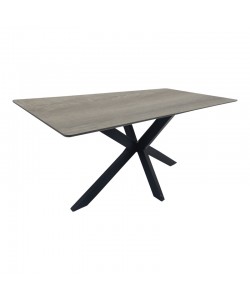 Τραπέζι Bethan pakoworld sonoma με γκρι mdf και μαύρο μέταλλο 180x90x75εκ