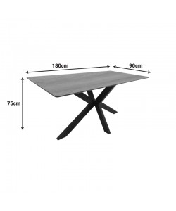 Τραπέζι Bethan pakoworld sonoma με γκρι mdf και μαύρο μέταλλο 180x90x75εκ