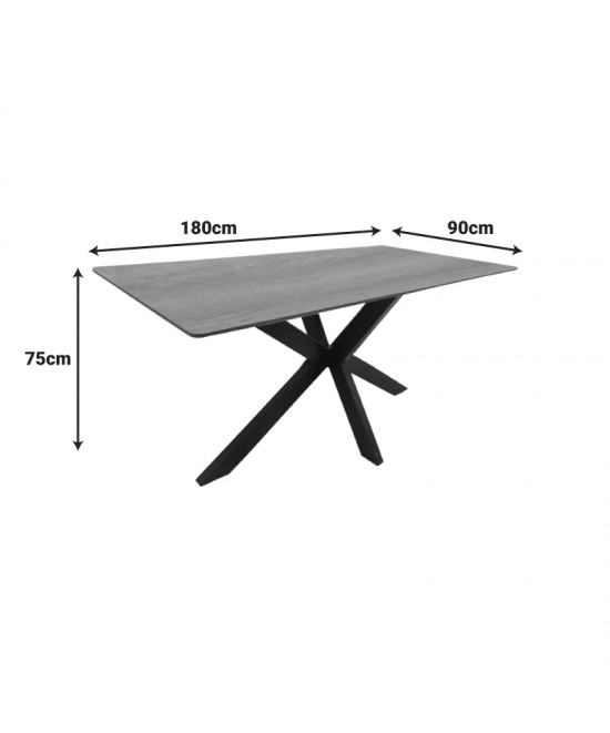 Τραπέζι Bethan pakoworld sonoma με γκρι mdf και μαύρο μέταλλο 180x90x75εκ Τραπέζι Bethan pakoworld sonoma με γκρι mdf και μαύρο μέταλλο 180x90x75εκ