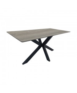 Τραπέζι Bethan pakoworld sonoma με γκρι mdf και μαύρο μέταλλο 160x80x75εκ
