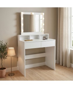 Τουαλέτα κρεβατοκάμαρας Virna pakoworld με led λευκό 80x40x145εκ