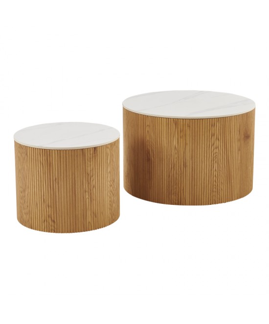 Τραπέζια σαλονιού Nelba pakoworld 2τμχ mdf oak - κεραμική επιφάνεια όψη μαρμάρου Τραπέζια σαλονιού Nelba pakoworld 2τμχ mdf oak - κεραμική επιφάνεια όψη μαρμάρου