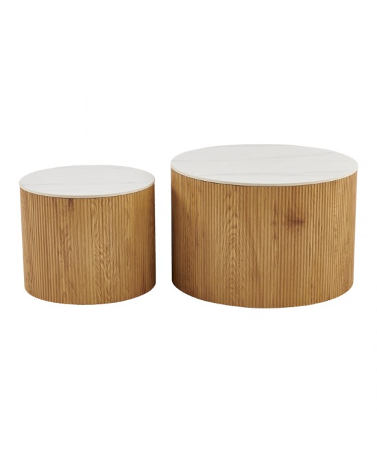 Τραπέζια σαλονιού Nelba pakoworld 2τμχ mdf oak - κεραμική επιφάνεια όψη μαρμάρου Τραπέζια σαλονιού Nelba pakoworld 2τμχ mdf oak - κεραμική επιφάνεια όψη μαρμάρου