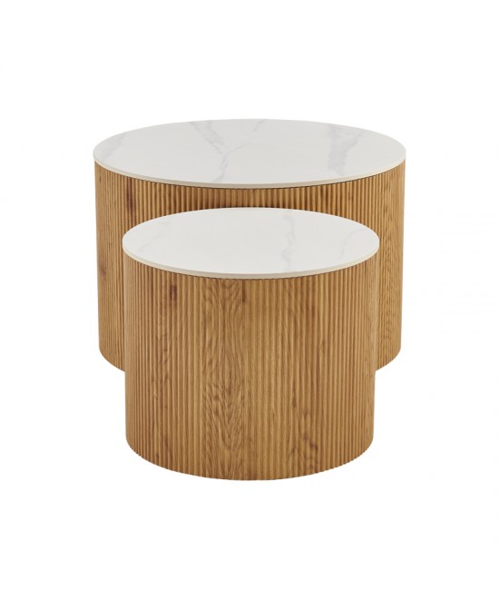 Τραπέζια σαλονιού Nelba pakoworld 2τμχ mdf oak - κεραμική επιφάνεια όψη μαρμάρου Τραπέζια σαλονιού Nelba pakoworld 2τμχ mdf oak - κεραμική επιφάνεια όψη μαρμάρου